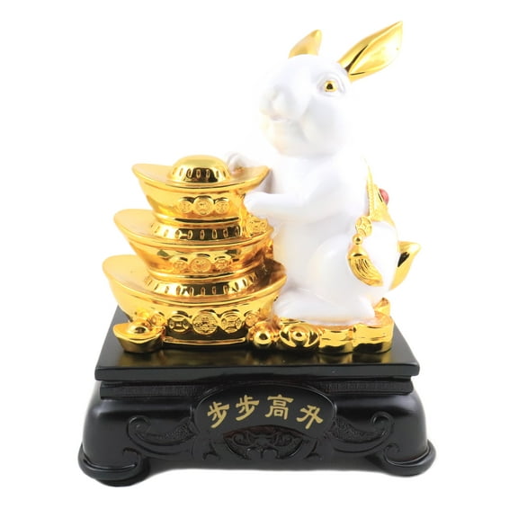 8 Inch 3-Ingot White Rabbit Statue