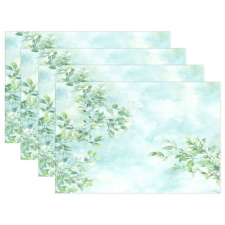 

Soft Leafy Background 4-Piece 12x18in Heat-Proof Place Mats Set Non-Slip for Family Dining