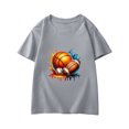 thumbnail image 3 of XASZHN Short Sleeved T Shirt for Boys with Cartoon Patterns of Small Medium and Large Kids' Round Neck Designs Suitable for Basketball Baseball and Football. Shirts Light Gray 3-4 Years, 3 of 5