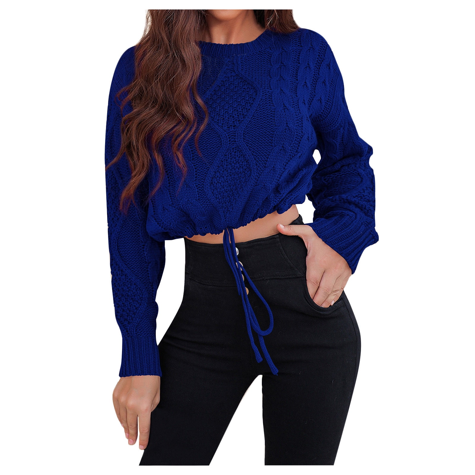 Fall Crop Sweaters For Women Trendy Cable Knit Crew Kosovo