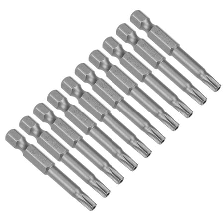 

10pcs 50mm 1/4 Hex Shank T25 Magnetic Torx Head Security Screwdriver Bits S2