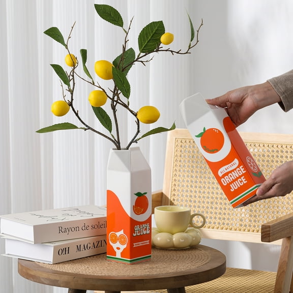 YVTVY Ceramic Vases, Creative Orange And Fruit Ceramic Ornaments, Home Living Room Flower Arrangement Hydroponic Vases, Vases For Home Kitchens, Bedrooms