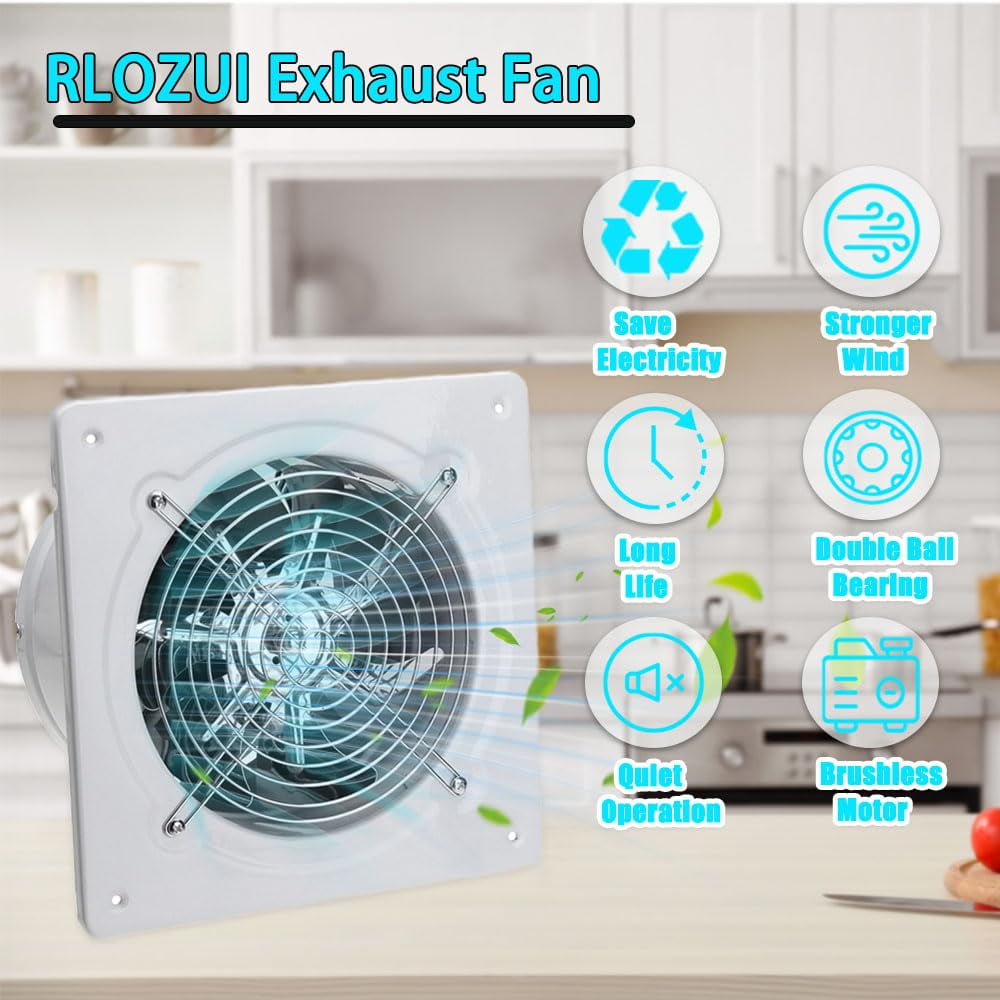 Sherry 6 inch Exhaust Fan, 382CFM Wall Mounted Vent Fans, Ventilation Blower for Ceiling Bathroom Attic Window Basement Ventilation Fan, 110V 40W