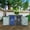Charcoal grey + Iron, variant on Garbage Bin Shed for 3 Trash Cans, Metal Outdoor Storage Shed for Garden Yard Lawn, Galvanized Steel, Grey, 94.48L x 31.49W x 48.03H inches