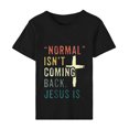 thumbnail image 4 of DDAPJ pyju Christian Easter Shirts for Women Short Sleeve Letter Printed T-shirts Jesus Cross Religious Quotes Shirt Summer Casual Round Neck Tee Tops Black L, 4 of 6