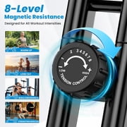 LNOW Folding Magnetic Exercise Bike with Massage Backrest Foldable Fitness Indoor Cycling X Bikes Upright Stationary Bicycle 300lb