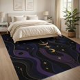thumbnail image 3 of ODIKA 8'x10' Washable Area Rug Non-Shedding, Easy Care, Dark Purple Gold Celestial Design Mystical Moon and Starry Night Motif for King Size Bedroom Under Bed, Master Suite, 3 of 7