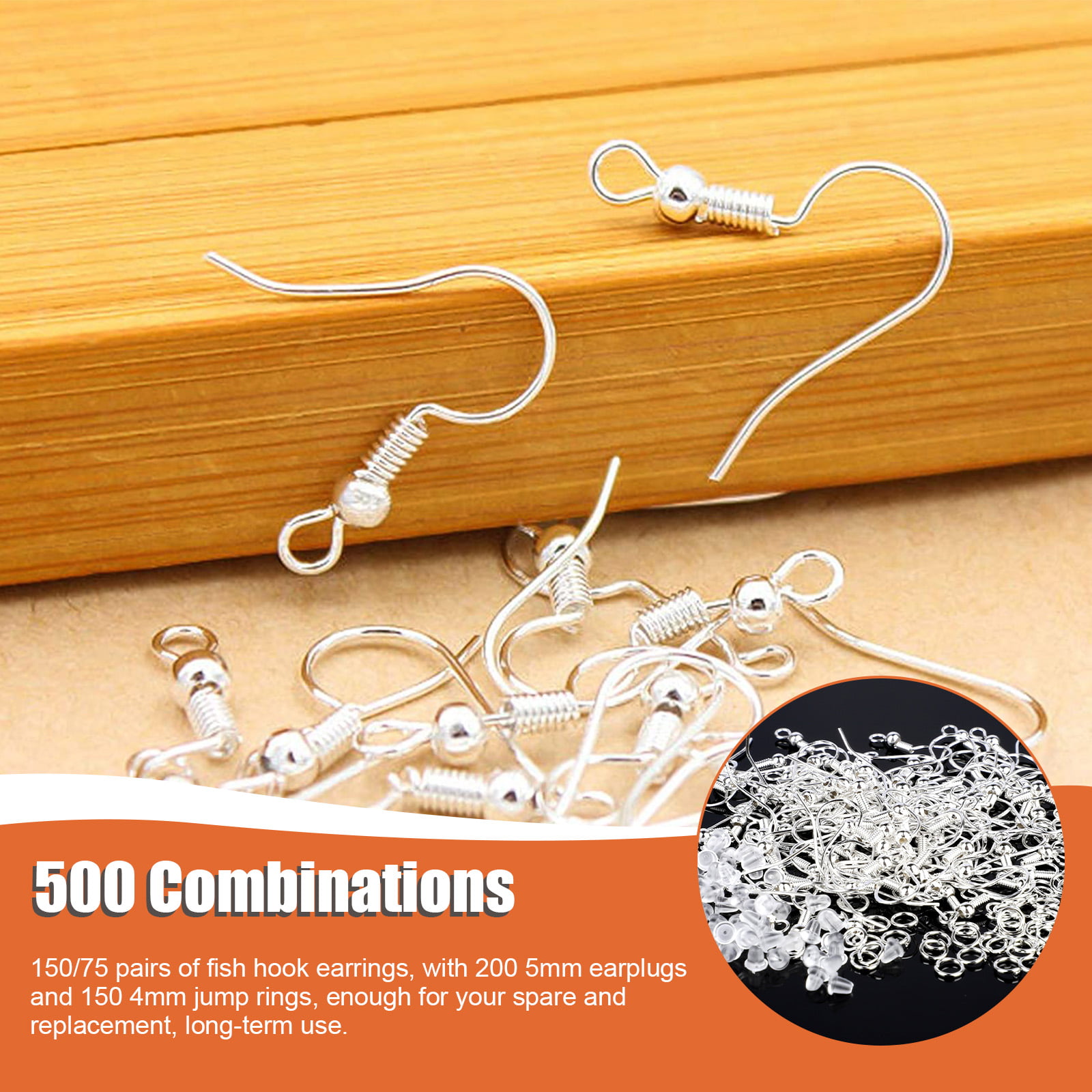 200pcs Hypoallergenic Earring Hooks, 925 Sterling Gold Copper-Plated Earring  Hooks, Fish Hook Earrings, 600 pcs Earring Making Kit with Jump Rings and  Clear Rubber Earring Backs, DIY Jewelry Making - Yahoo Shopping