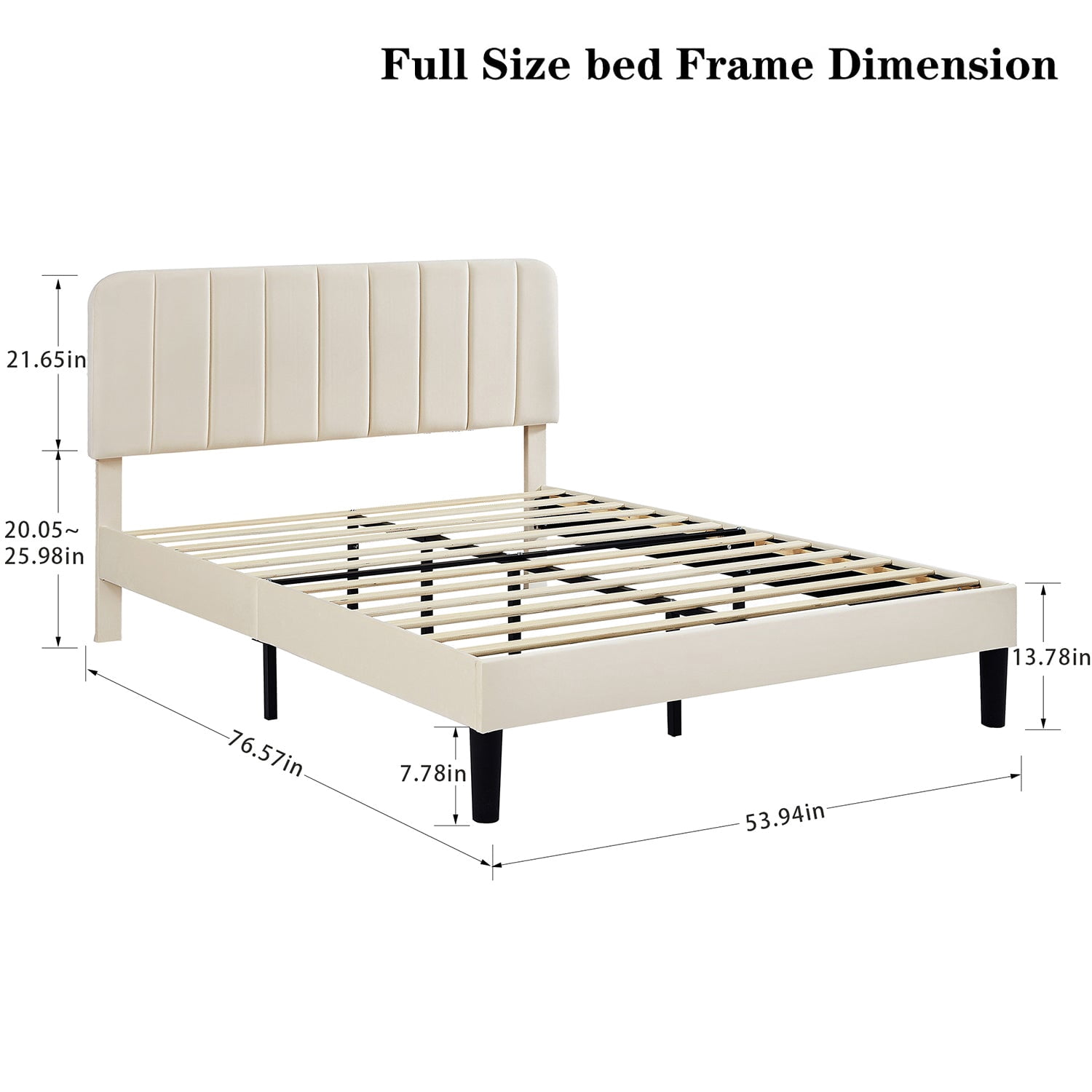 VECELO Full Size Bed Frame with Upholstered Headboard, Velvet Platform Bedframe Mattress Foundation, Strong Wood Slat Support, No Box Spring Needed,Velvet Beige