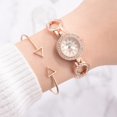 thumbnail image 3 of Ivpai Reloj femenino con correa de aleación y decoración de diamantes de imitación de cuarzo con pulsera (oro rosa blanco), 3 of 7