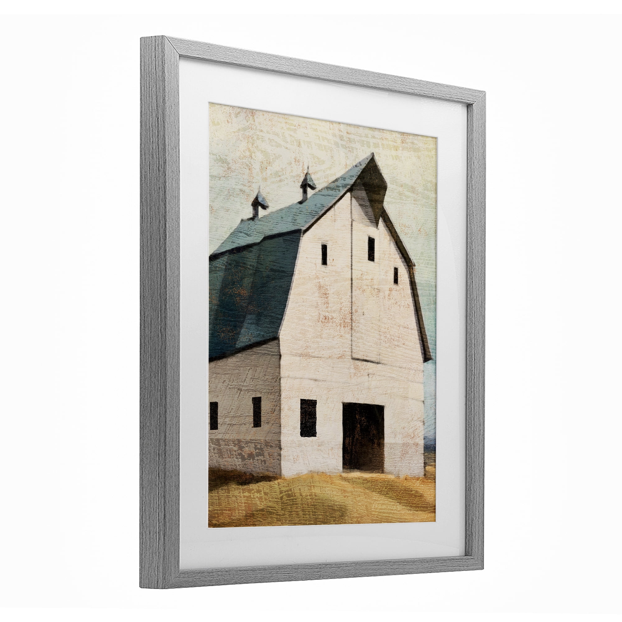 Stupell Industries Rustic Big Barn Blue Gray Framed Print Under Glass, design by Susan Jill