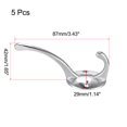 thumbnail image 2 of Dual Prong Coat Hooks Wall Mounted Retro Double Hooks Utility Silver Hook for Coat Towel Key Hat 87mm x 29mm x 42mm 5pcs, 2 of 4