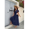 thumbnail image 2 of NAYTOAO Womens Midi Dress Summer Casual A Line Maxi Shirt Dresses Spring Short Sleeve Button Front V Neck Pockets Work Dress, 2 of 8