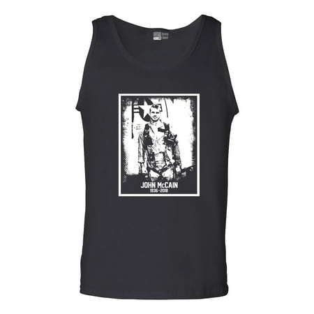 - John McCain Senator USA Flag RIP 1936-2018 Hero White DT Adult Tank Top