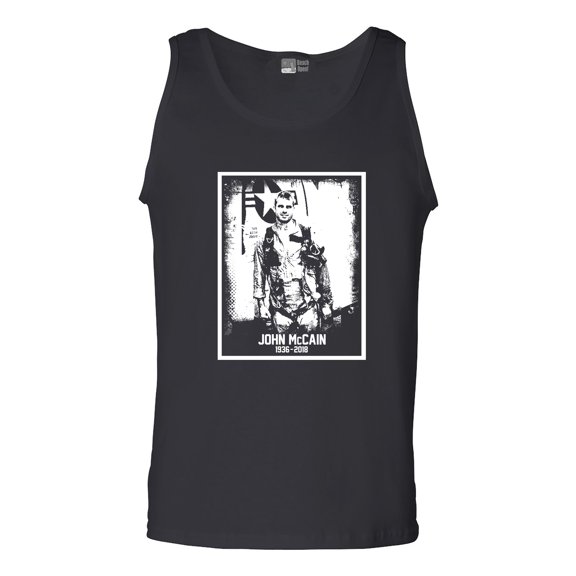 John McCain Senator USA Flag RIP 1936-2018 Hero White DT Adult Tank Top