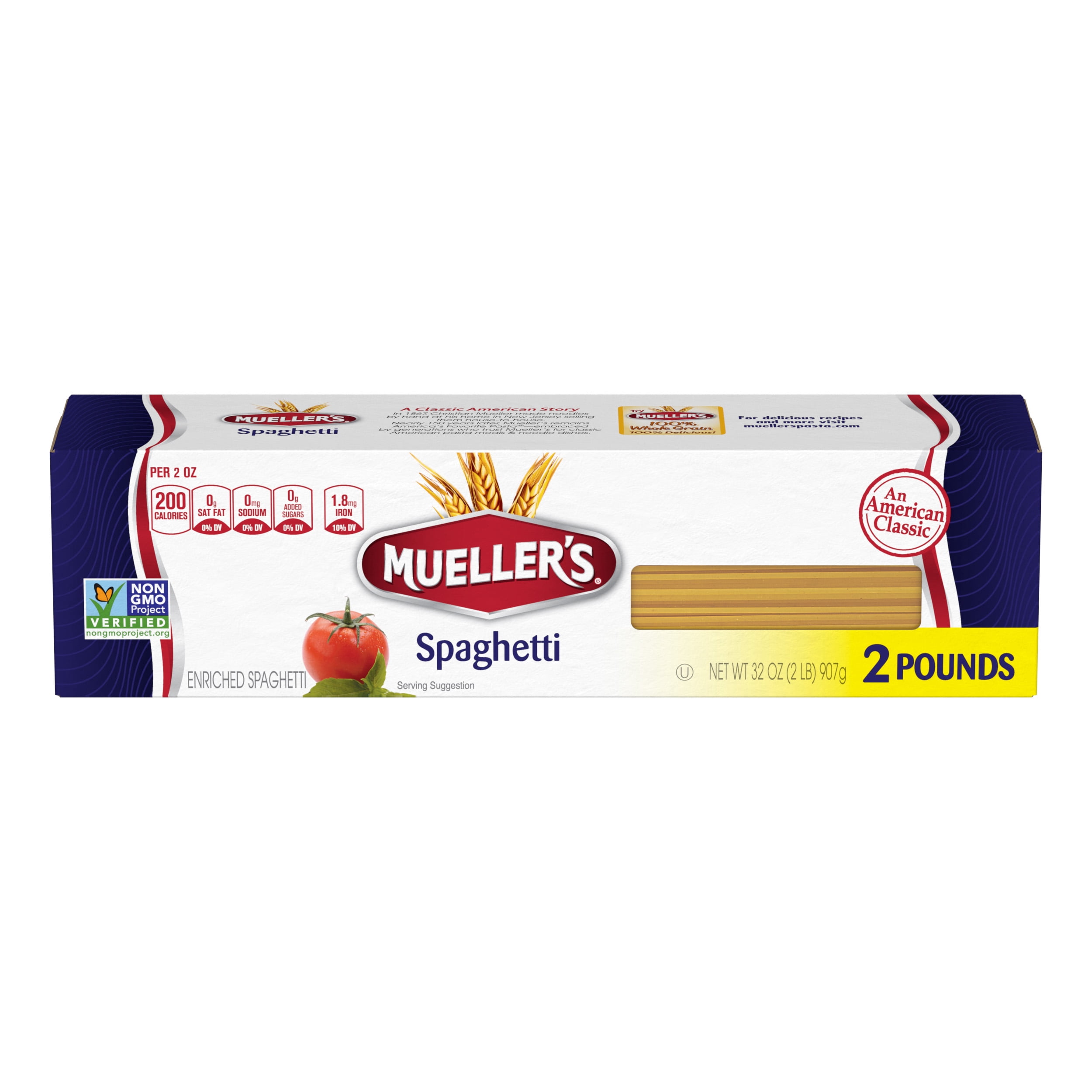 (3 pack) Mueller's Sodium-Free, Cholesterol-Free Spaghetti Pasta, 32 oz (Shelf-Stable)