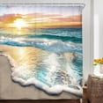 thumbnail image 2 of Beach Ocean Themed Shower Curtain Sets for Bathroom, Sunrise Sunset View Scene 71x71 Inch Hawaii Seashore Summer Coastal Seaside Seascape Cloth Fabric Decorative 12 Hooks Waterproof BB-JWXP, 2 of 6
