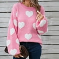 thumbnail image 2 of Daznico Chandail en Tricot pour Femmes Col Rond Imprimé Cœur, Taille P, 2 of 7