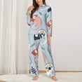 thumbnail image 3 of Bingfone Womens Pajama Sets Cute Chameleons On Blue Print,Long Sleeve Loungewear Pajamas Set-Medium, 3 of 9