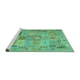 thumbnail image 2 of Ahgly Company Machine Washable Indoor Square Abstract Turquoise Blue Contemporary Area Rugs, 7' Square, 2 of 4