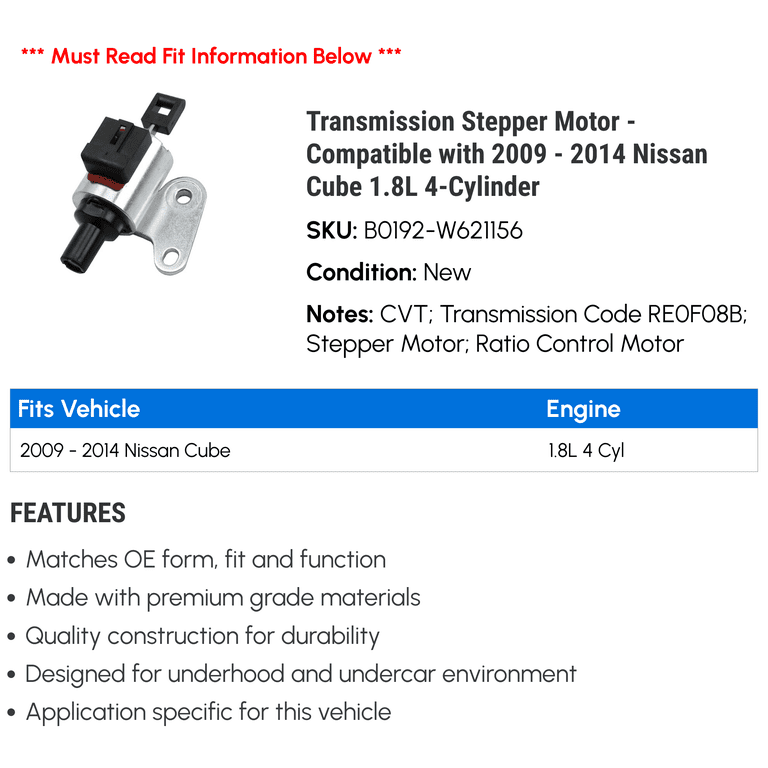 Transmission Stepper Motor - Compatible with 2009 - 2014 Nissan