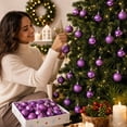 thumbnail image 7 of 42-Piece Purple Plastic Christmas Ball Set, Shatterproof Christmas Tree Ornaments, Assorted Reflective Sphere Collection Christmas Ornaments for Holiday Decor, 7 of 7