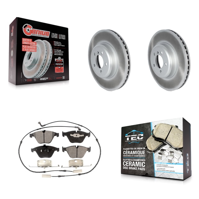 Transit Auto Front Coated Disc Brake Rotors and Ceramic Pads Kit for Car 2012 BMW 335i Convertible Coupe with Blue Painted Calipers 370mm Diameter Rotor KGT-102719