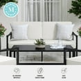 thumbnail image 4 of Martha Stewart Indoor-Outdoor Patio Loveseat with Steel Frame in Black with Cream All-Weather Cushions, 4 of 12