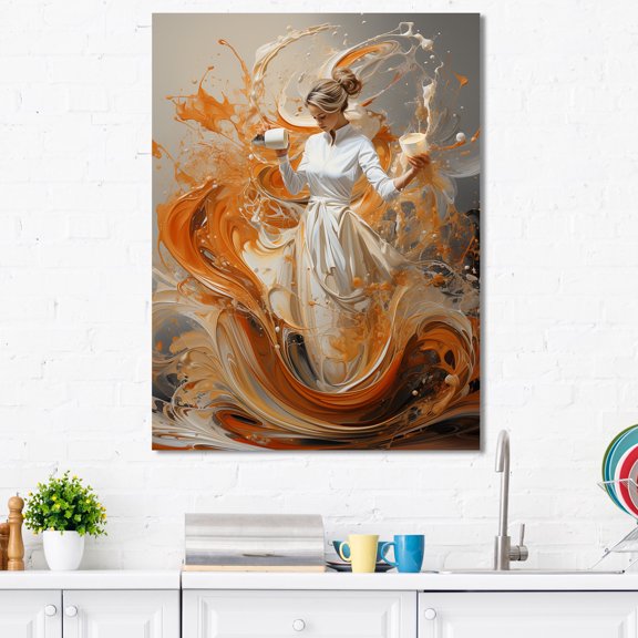 Designart "Baristas Dancing With Coffee I" Coffee & Tea Wall Art Living Room