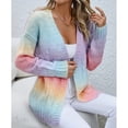 thumbnail image 3 of Womens Long Sleeve Sweater Casual Knit LightWeight Spring Summer Clothing Multicolor Top Rainbow 2XL, 3 of 5