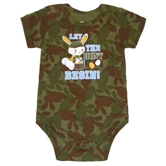 Easter Bunny Baby Boys Camo Let The Hunt Begin! Bodysuit