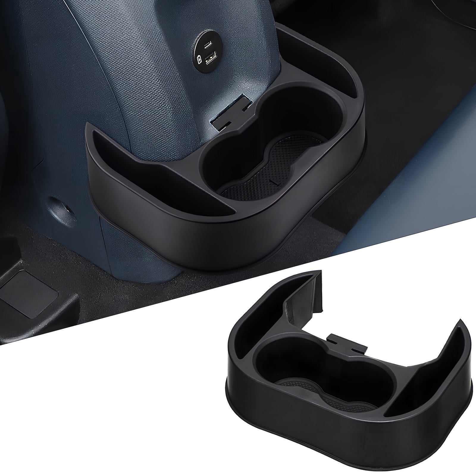 LULULION Car Cup Holder Backseat Black Plastic Large Capacity Storage Organizer for Car Interior