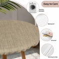 thumbnail image 5 of Beige Round Fitted Tablecloth with Elastic Edge, Waterproof Table Cloth Table Cover for 45"-54" Tables, Farmhouse Burlap Solid Brown Color Modern Linen Texture Tablecloths for Dining Picnic Outdoor, 5 of 9