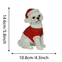 Meggemo Cute Christmas Hat Dog Figurines - Corgi/Bichon Frise/Labrador Styles - Shelf Decor For Christmas Home Festivities