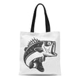 thumbnail image 1 of ASHLEIGH Canvas Bag Resuable Tote Grocery Shopping Bags Black Bass Fish for Label Emblem Sign Brand Mark Fishing Tote Bag, 1 of 1