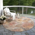 thumbnail image 6 of Addison Rugs Chantille Indoor/Outdoor Transitional Floral Peach Machine Washable Round Rug, 8' x 8', 6 of 7