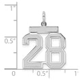 thumbnail image 5 of 925 Sterling Silver Medium Satin Number 28 Charm Pendant, 5 of 7