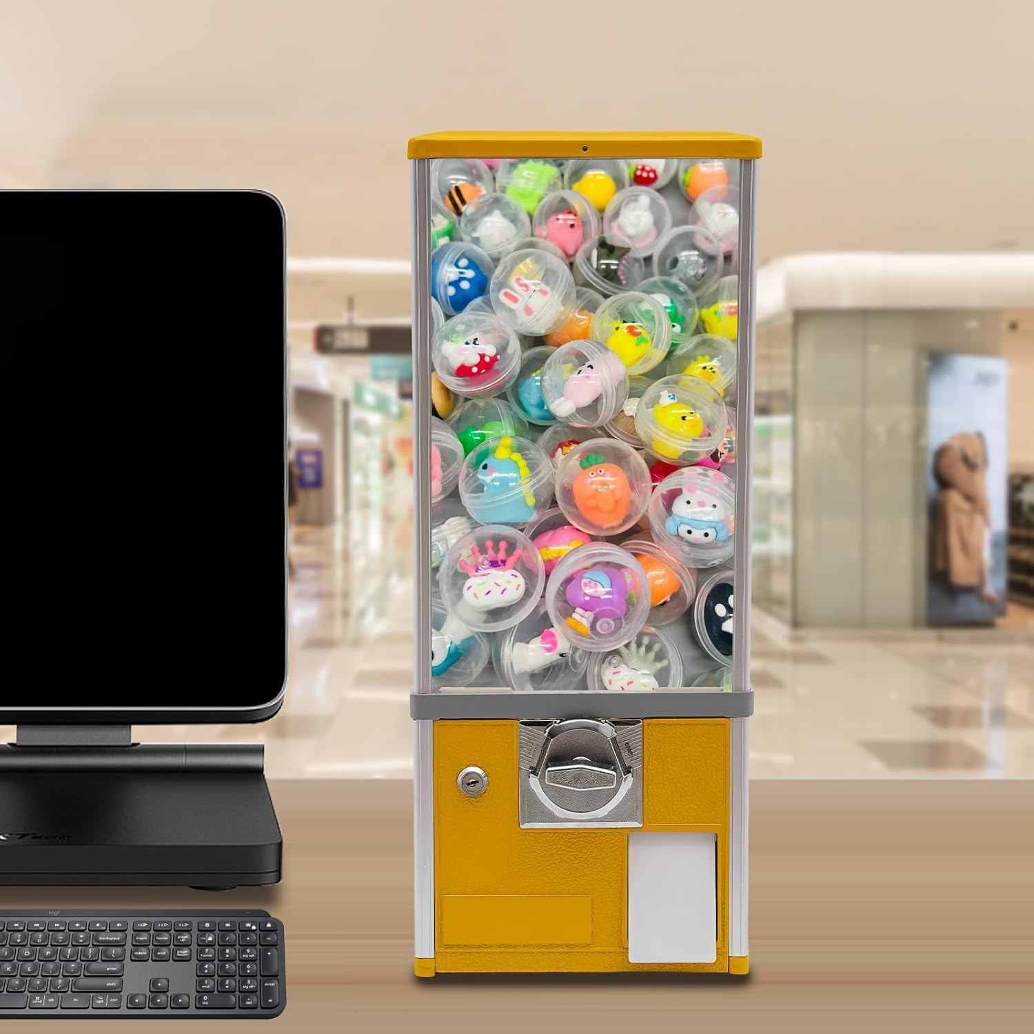 Vending Machine,Commercial Vending Machine,Automatic Candy Gumball Vending Machine,Candy Dispenser Machine for Stores (Yellow),Vending Machine for Home, Gaming Stores