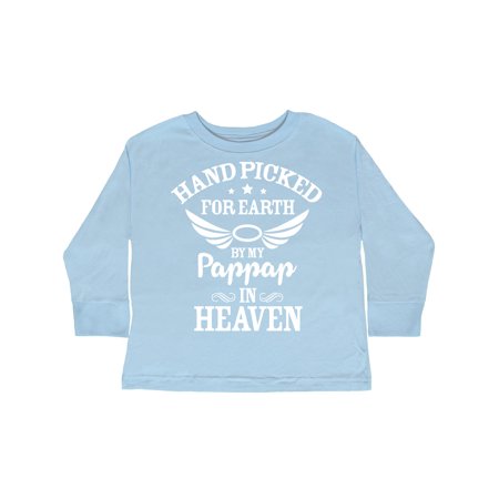 

Inktastic Handpicked for Earth By My Pappap in Heaven with Angel Wings Gift Toddler Boy or Toddler Girl Long Sleeve T-Shirt