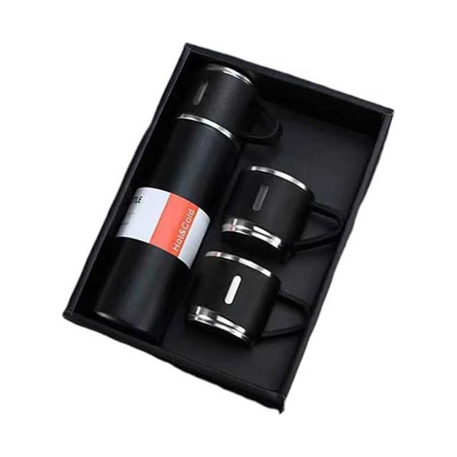 Frasco de vacío de Acero inoxidable Advancent 500ml Taza para el hogar oficina camping Negro con 2 tapas
