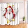 thumbnail image 1 of RYLABLUE Rideau de Douche en Polyester Blanc Père Noël de Noël, 66x72 Pouces, 1 of 1