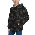 thumbnail image 2 of Uemuo Neon Dinosaur Pattern Hooded Sweatshirt for Youth Pullover with Kangaroo Pocket Trendy youth sweatshirt Casual Hoodie for Boys and Girls-X-Large, 2 of 6