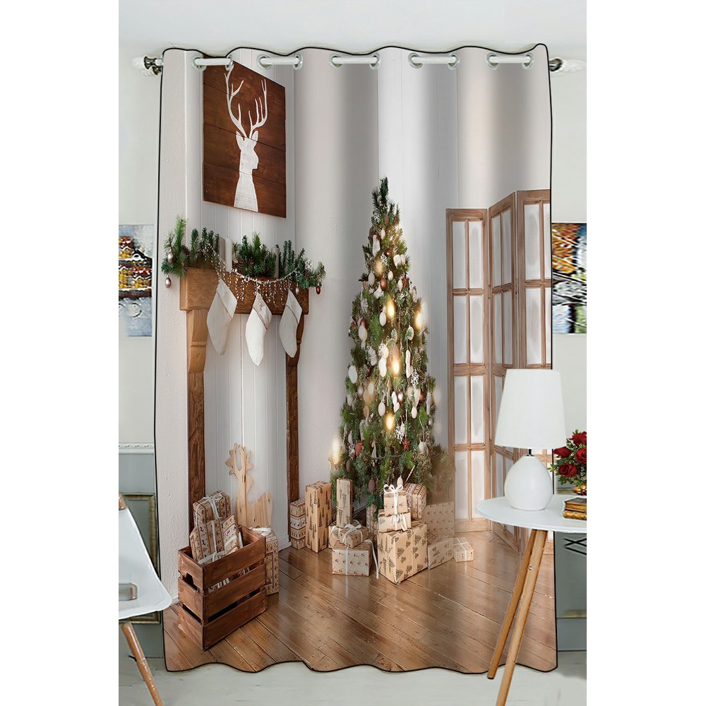 ABPHQTO Christmas Tree Decorations Window Curtain Kitchen Curtain