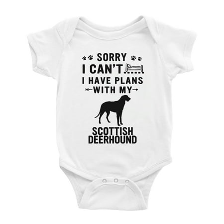 

Sorry I Can t I Have Plans With My Scottish Deerhound Love Pet Dog Funny Infant Baby Bodysuit (White 12-18 Months)