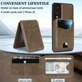 thumbnail image 3 of Compatible with Magsafe 2 in 1 Detachable for Samsung Galaxy S25 Edge Wallet Case with Card Holder Women Men, Magnetic PU Leather RFID Blocking Flip Kickstand Credit Slots,for S25 Edge, Coffee, 3 of 11