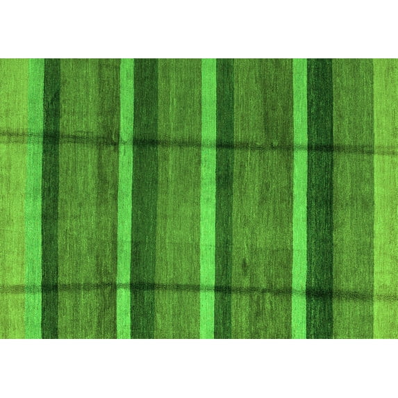 Ahgly Company Indoor Rectangle Abstract Green Modern Area Rugs, 2' x 4'