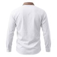 thumbnail image 5 of COMVALUE Men's Linen Shirt Long Sleeve Button Down Collar with Contrast Placket Regular Fit Casual Beach Tops (White, M), 5 of 7