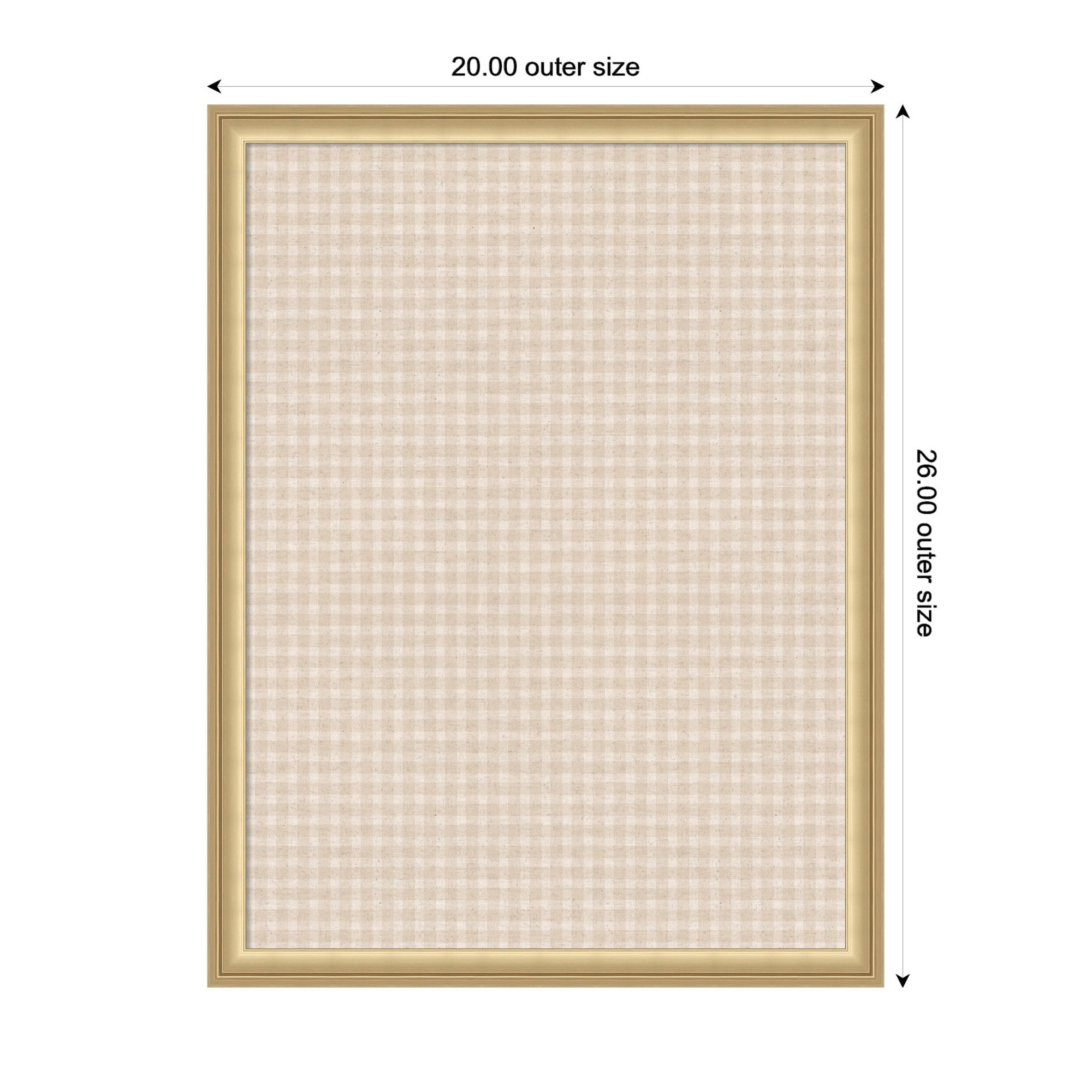 Kate and Laurel Framed Fabric Pinboard 20 x 26,  Printed Linen Classic Bulletin Board for Use as a Vision Board or Wall Organization, Florence Gold Frame