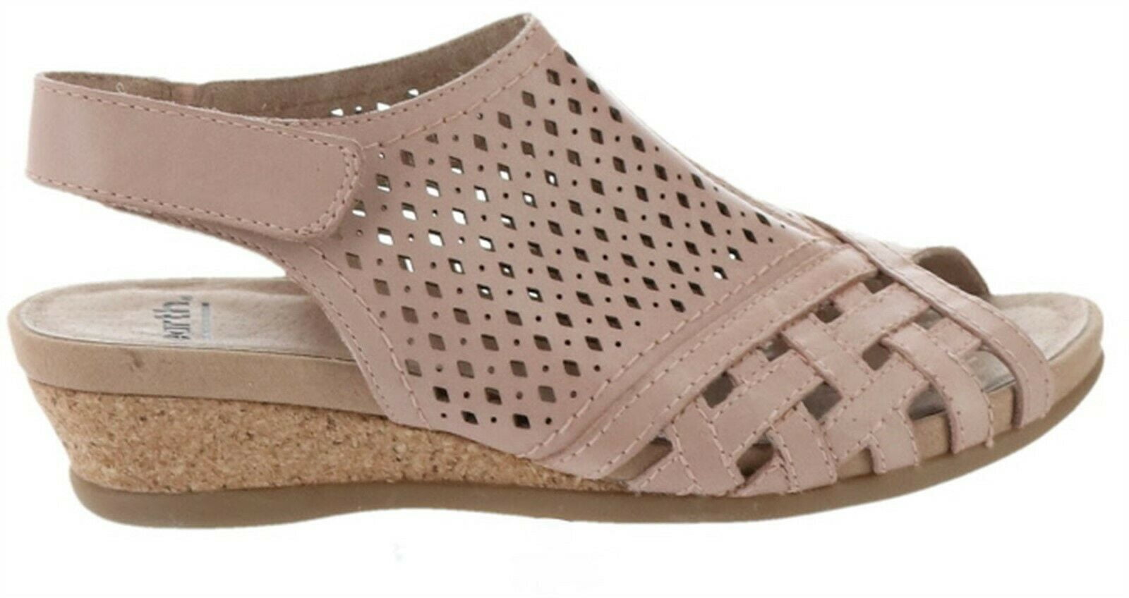 earth leather perforated wedge sandals