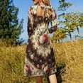 thumbnail image 5 of Elegant Rose Floral Print Sweetheart Knot Flared Dress Fashion Design Large Size Loose Dress Spring Summer Women Dress, 5 of 9